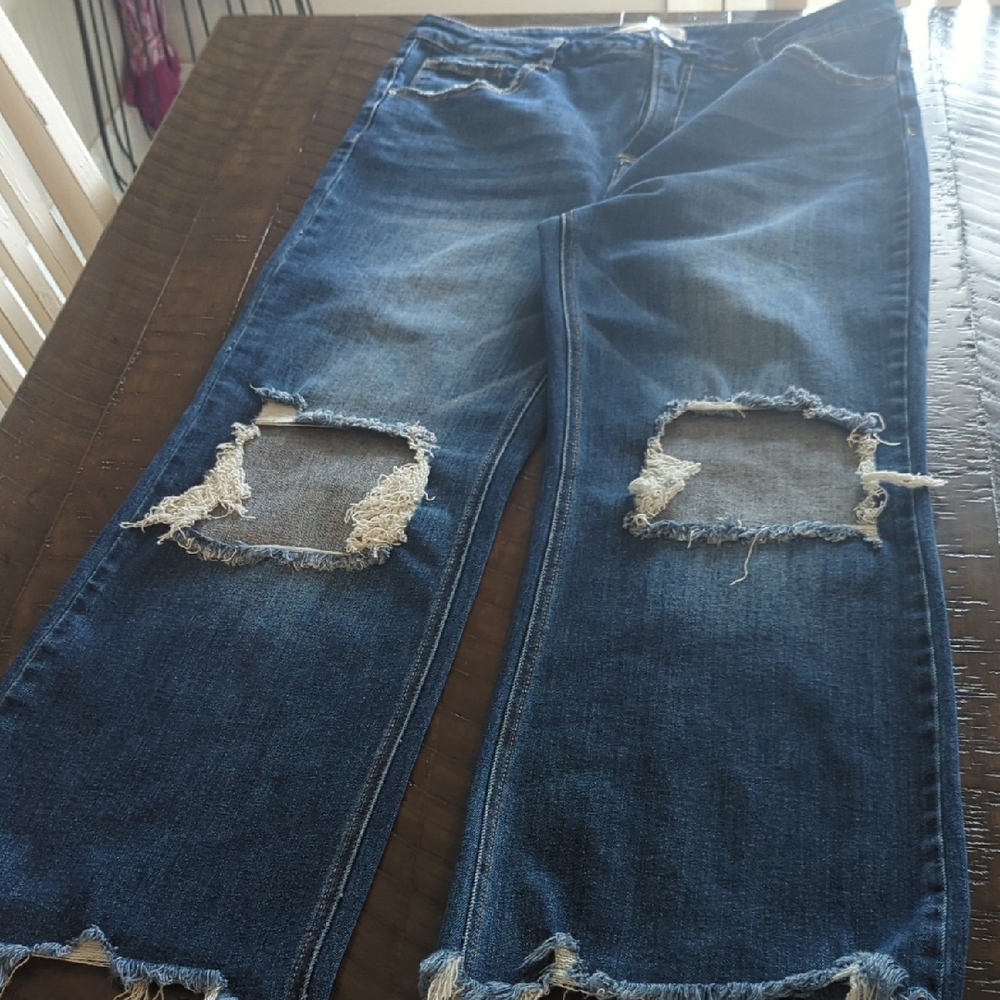 Distressed Blue Jeans